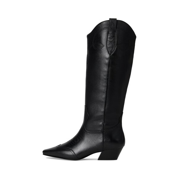 Steve Madden Dollie Western Boots Black 7 Knee High Embroidered $190 - Picture 2 of 6